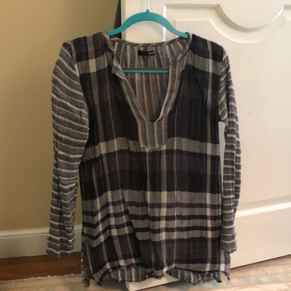 Aqua Checkered Top